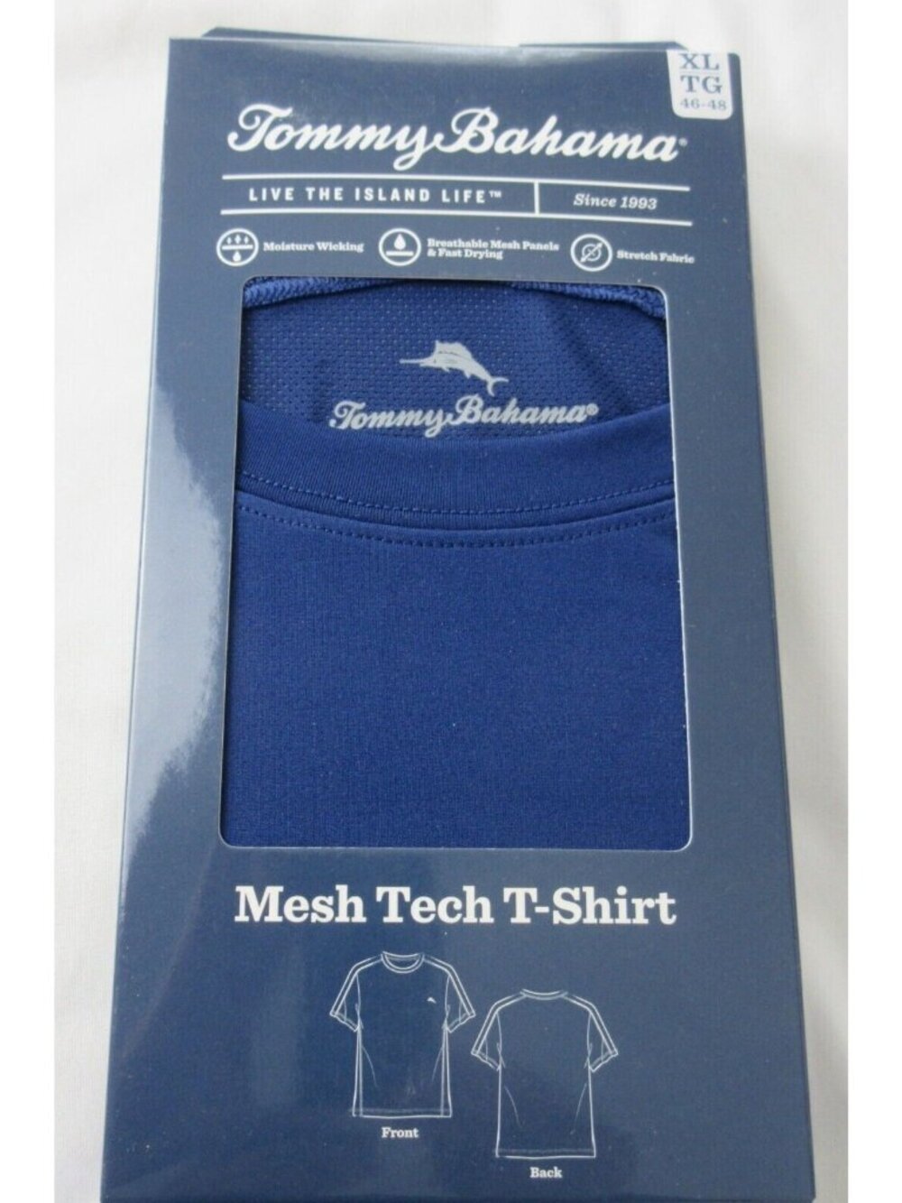 Tommy Bahama Men's Mesh Tech Stretch T Shirt Navy Blue Marlin Logo NIB SMALL - Picture 7 of 7